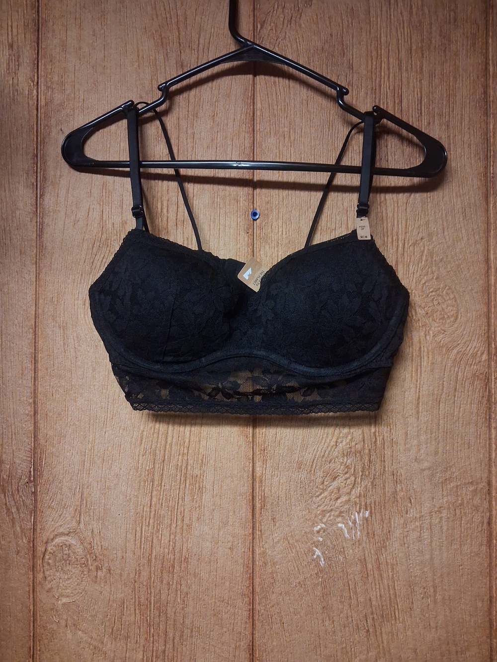 PINK Victoria's Secret Black Lace Longline Bralette